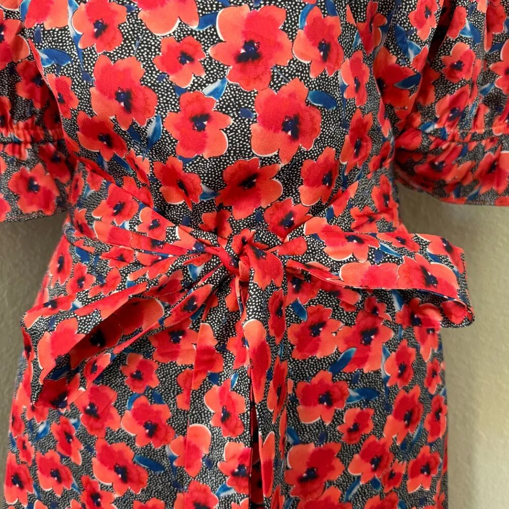 HOUSE OF HARLOW 1960 x Revolve Aja Red Poppy Floral Mini Wrap Dress XL - Picture 10 of 14